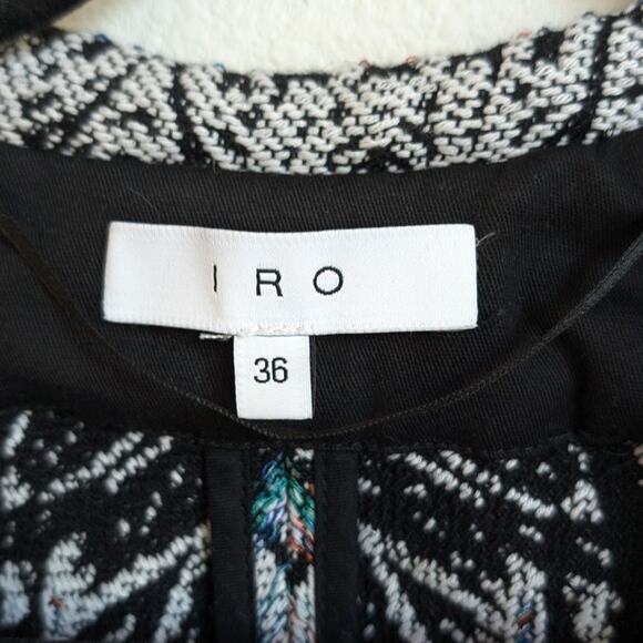IRO Kroe Tweed Jacquard Black/Red Open Front Long Sleeve Jacket Blazer, sz 36/S - Picture 3 of 9